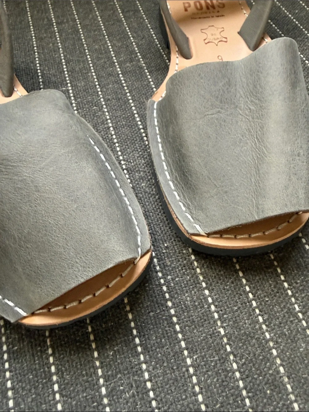 PONS Avarcas Classic Style Women’s Gray Leather Sandals Size 8-9 NWOT Menorcan